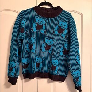 Vintage 80s blue teddy bear sweater